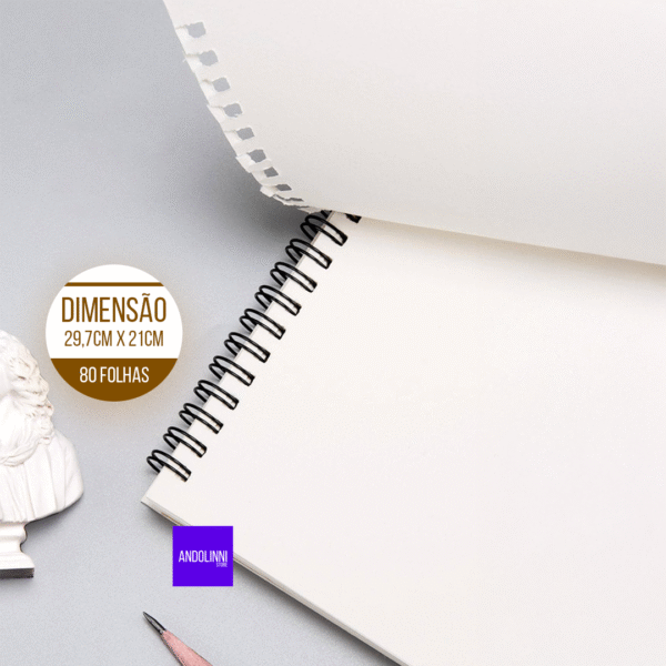 Bloco de Desenho A4 (21cm x 29,7cm) - 90g com 80 Fls - Imagem 3